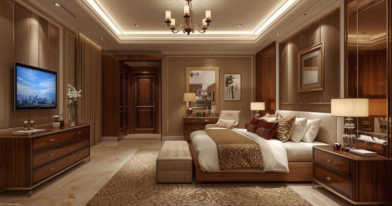 Bespoke modern bedroom suite design executed for a duplex luxury home in Delhi